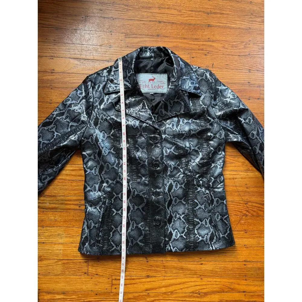 Men's Leather Snakeskin-look Blazer Jacket, Medium